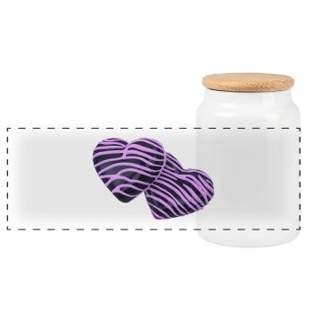 Pink Hearts on Black - Panoramic Cookie Jar with Wooden Lid - white - Front