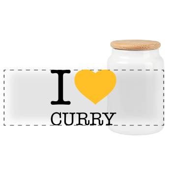 J’ADORE LE CURRY - Boîte à biscuits avec couvercle en bois - blanc - Devant