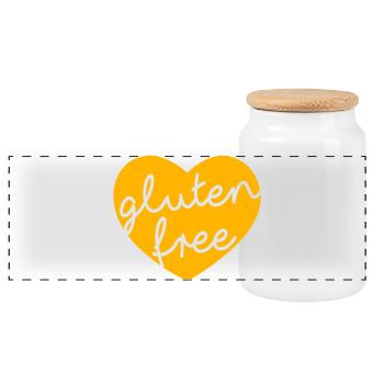 Gluten free - Panorama Keksdose mit Holzdeckel - Weiß - Vorne