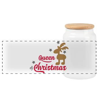 christmas - Panoramic Cookie Jar with Wooden Lid - white - Front