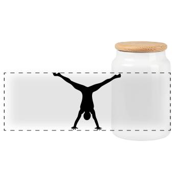 Garçon Gymnastique - Boîte à biscuits avec couvercle en bois - blanc - Devant