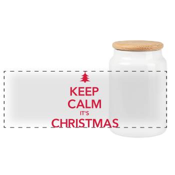 KEEP CALM IT'S CHRISTMAS Weihnachten - Panoramic Cookie Jar with Wooden Lid - white - Front