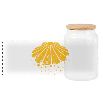 Compostela - Scallop - Panoramic Cookie Jar with Wooden Lid - white - Front
