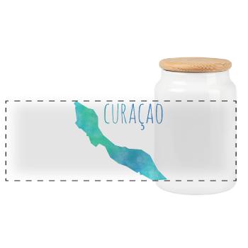 Curacao - Panoramic Cookie Jar with Wooden Lid - white - Front
