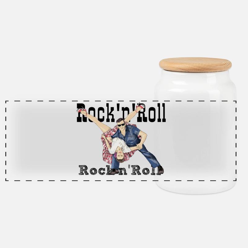 Rock and Roll - Panorama Keksdose mit Holzdeckel - Weiß