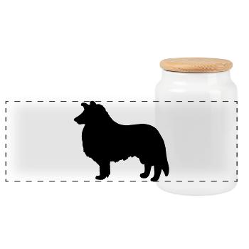 Collie Dog - Panoramic Cookie Jar with Wooden Lid - white - Front