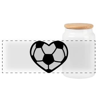 Cœur de football - football France - Boîte à biscuits avec couvercle en bois - blanc - Devant