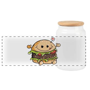 J'adore les hamburgers - Burger - petit pain - nourriture - Coeur - Boîte à biscuits avec couvercle en bois - blanc - Devant