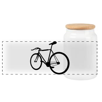 Hipster bike - Panoramic Cookie Jar with Wooden Lid - white - Front