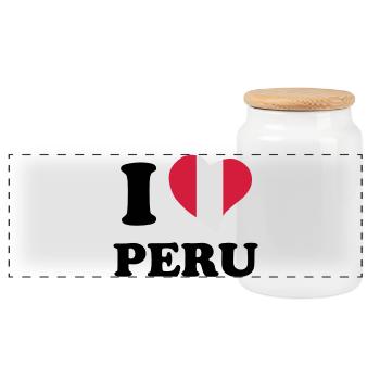 I love peru. - Panoramic Cookie Jar with Wooden Lid - white - Front