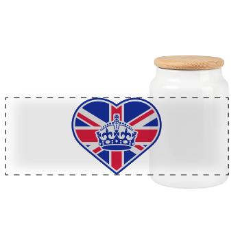Angleterre Couronne de coeur - Boîte à biscuits avec couvercle en bois - blanc - Devant