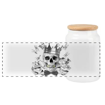 Skull - Panoramic Cookie Jar with Wooden Lid - white - Front