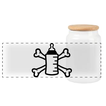 Babyflasche Pirat - Boîte à biscuits avec couvercle en bois - blanc - Devant