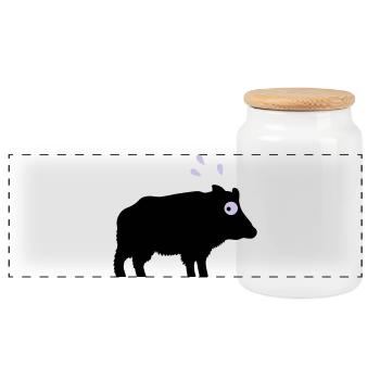 Angstschwitzendes Wildschwein - Panorama Keksdose mit Holzdeckel - Weiß - Vorne