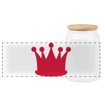 crown - Panoramic Cookie Jar with Wooden Lid - white - Front