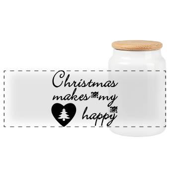 Weihnachten Christmas Spruch Geschenk - Panoramic Cookie Jar with Wooden Lid - white - Front