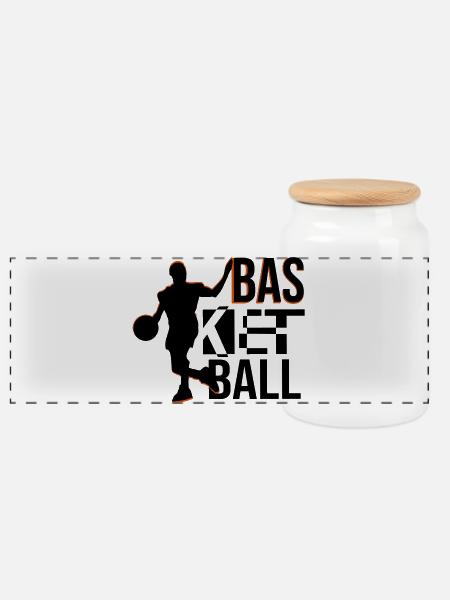 basketball - Panorama Keksdose mit Holzdeckel - Weiß