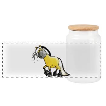 Norweger - Fjordpferd - Fjord Horse - Panorama Keksdose mit Holzdeckel - Weiß - Vorne