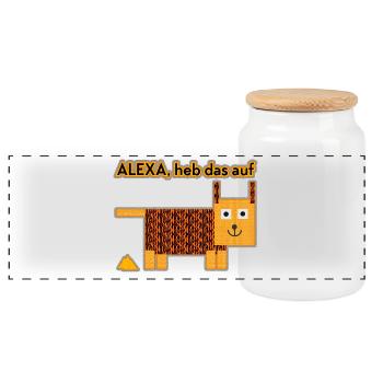 Alexa, pick that up! - Panoramic Cookie Jar with Wooden Lid - white - Front