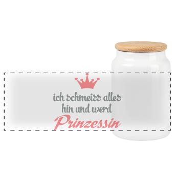 prinzessin - Panorama Keksdose mit Holzdeckel - Weiß - Vorne