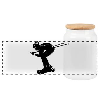nordic cross skating - Boîte à biscuits avec couvercle en bois - blanc - Devant