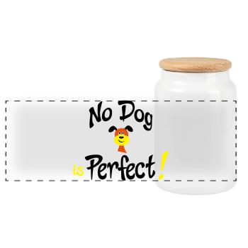 funny dog - Panoramic Cookie Jar with Wooden Lid - white - Front