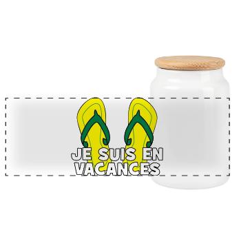 Je suis en vacances ! - Boîte à biscuits avec couvercle en bois - blanc - Devant