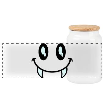 kleines monster smiley - Panorama Keksdose mit Holzdeckel - Weiß - Vorne