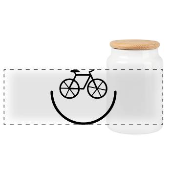 bicycle - Panoramic Cookie Jar with Wooden Lid - white - Front