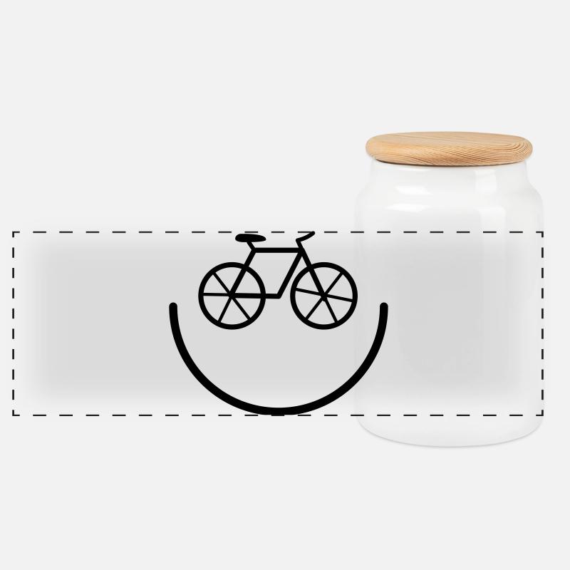 Fahrrad - Panorama Keksdose mit Holzdeckel - Weiß