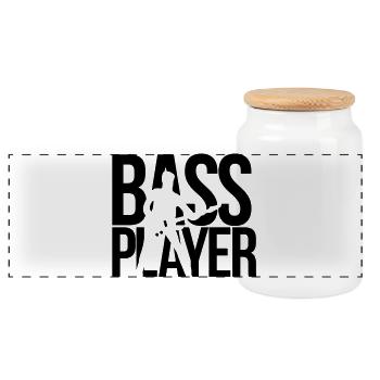 bassiste - Boîte à biscuits avec couvercle en bois - blanc - Devant