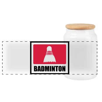 Badminton - Boîte à biscuits avec couvercle en bois - blanc - Devant