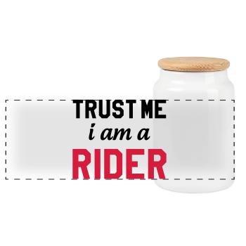 Trust me i am a Rider - Panorama Keksdose mit Holzdeckel - Weiß - Vorne