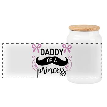 Daddy of a Princess - Panoramic Cookie Jar with Wooden Lid - white - Front