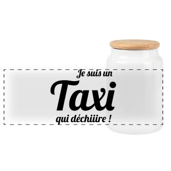 Je suis un Taxi qui déchiiiire ! - Boîte à biscuits avec couvercle en bois - blanc - Devant