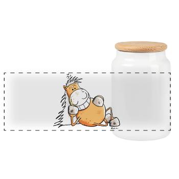 Sexy Pferd - Panorama Keksdose mit Holzdeckel - Weiß - Vorne
