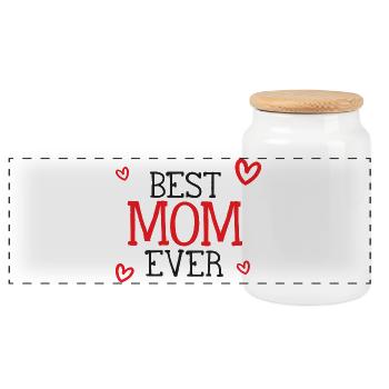 Best Mom Ever - Panorama Keksdose mit Holzdeckel - Weiß - Vorne