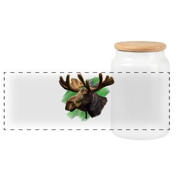 moose - Panoramic Cookie Jar with Wooden Lid - white - Front