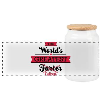The world's greatest farter/father - Panorama Keksdose mit Holzdeckel - Weiß - Vorne