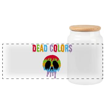 Colored skull manga - Panoramic Cookie Jar with Wooden Lid - white - Front