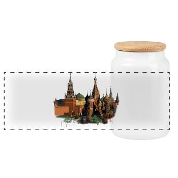 Moscou - Boîte à biscuits avec couvercle en bois - blanc - Devant
