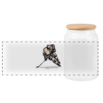Eishockey - Panorama Keksdose mit Holzdeckel - Weiß - Vorne