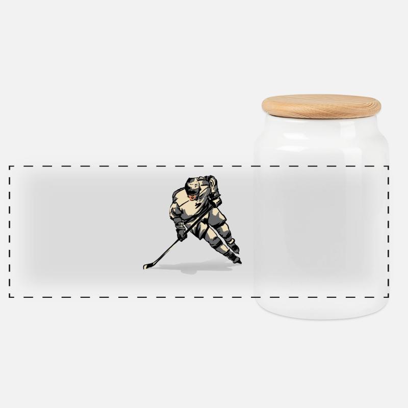 Eishockey - Panorama Keksdose mit Holzdeckel - Weiß