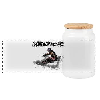 Snowboarding - Panorama Keksdose mit Holzdeckel - Weiß - Vorne