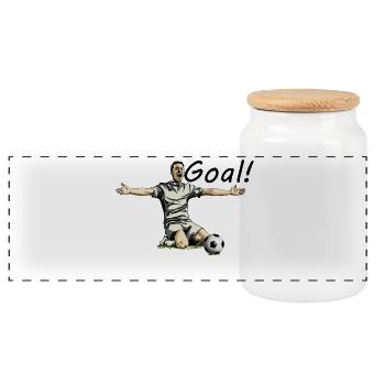 Goal - Panoramic Cookie Jar with Wooden Lid - white - Front