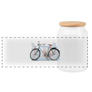 Bicycle - Boîte à biscuits avec couvercle en bois - blanc - Devant