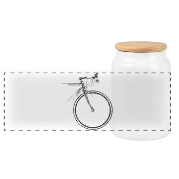 racing bike - Panoramic Cookie Jar with Wooden Lid - white - Front