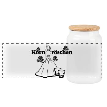 Korn , Party , Weizenkorn ,Kornröschen(25) - Panorama Keksdose mit Holzdeckel - Weiß - Vorne