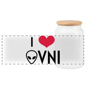Ovni Ufo Extraterrestre Espace Geek Planète - Boîte à biscuits avec couvercle en bois - blanc - Devant