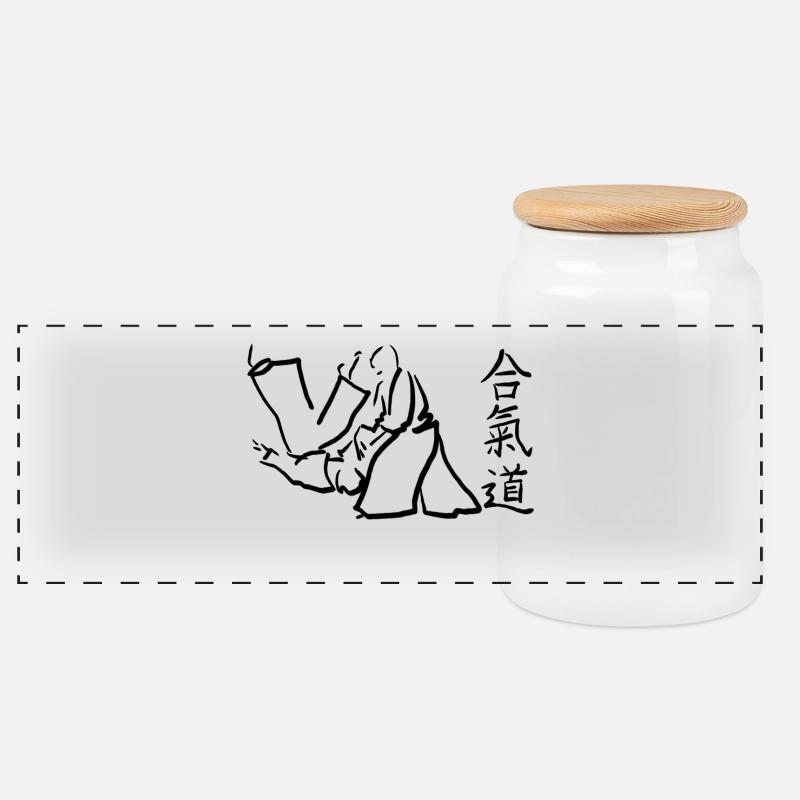 aikido - Panorama Keksdose mit Holzdeckel - Weiß